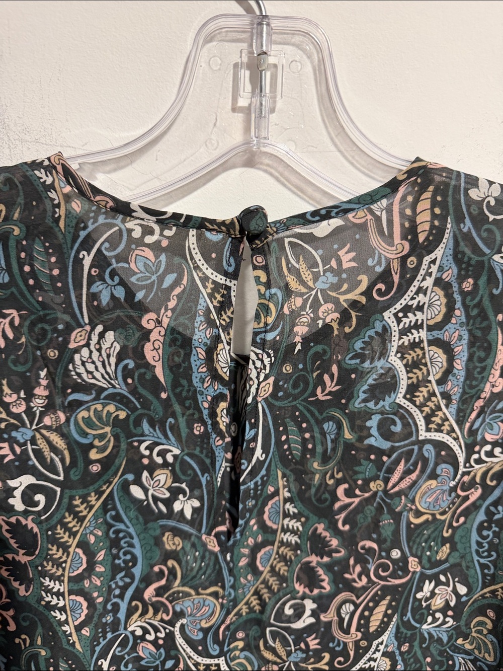 Veronica Beard Paisley Long-Sleeve Twist Front High-Low 100% Silk Blouse - Picture 7 of 9